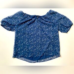Stylish Navy Blouse with White Dots Ann Taylor factory size large